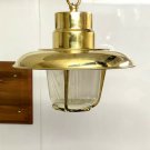 MID CENTURY INDUSTRIAL CAGED SHIP PASSAGEWAY HANGING LIGHT WITH SHADE LOT OF 10
