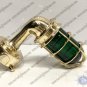 Vintage Style Solid Brass Wall Sconce Light Fixture - Green Glass