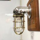 JAPANESE STYLE MARINE ANTIQUE ALUMINIUM BRASS BULKHEAD SCONCE LIGHT Lot of 2