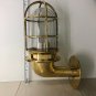 SMOOTH BRASS OUTDOOR SHIP BULKHEAD LIGHT WITH DEFLECTOR SHADE & WHITE GLOBE