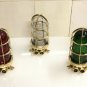 ANTIQUE BRASS NAUTICAL MOUNT BULKHEAD LIGHT RED/GREEN/WHITE GLASS SET OF 3