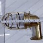 RETRO SATIN BRASS POLISH GARDEN WALL LIGHT FIXTURE WITH SHADE & WHITE GLASS