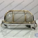 Retro Ceiling Aluminum Bulkhead Wall Lamp with Brass Cage White Glass Lot of 10