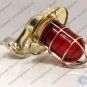 Vintage Theme New Brass Nautical Wall Mount Light Fixture with Shade & Red Glass