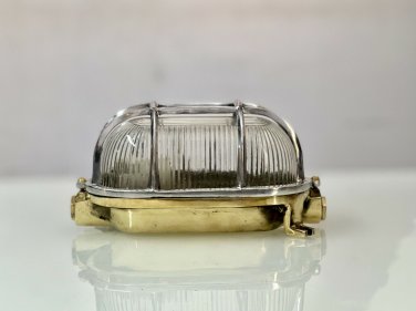 Industrial Vintage Style Brass Ceiling Mount Aluminum Bulkhead Cage Wall Light