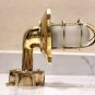 HOME DECOR WALL SCONCE BRASS BULKHEAD LIGHT FIXTURE WITH SHADE & WHITE GLASS