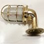 NAUTICAL ANTIQUE BRASS WALL MOUNT INDOOR OUTDOOR SWAN LIGHT WITH WHITE GLASS