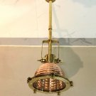 MID CENTURY COPPER & BRASS SMOOTH CARGO SHIPS DECK PENDANT/HANGING/CEILING LIGHT