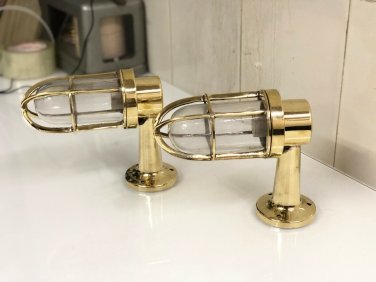 MARINE SHIP BRASS PASSAGEWAY WALL SWAN BULKHEAD DECOR LIGHT LOT OF 2