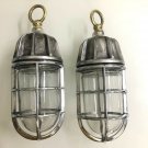 REPLICA ANTIQUE MARINE ALUMINIUM CEILING HANGING SHIP LIGHT BRASS HOOK LOT 2