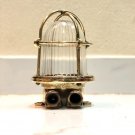 MID CENTURY OLD ANTIQUE BRASS NAUTICAL STYLE BULKHEAD WALL ART DECOR LIGHT