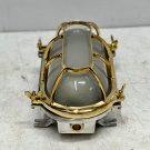 Valentine Sale New Oval Bulkhead Ceiling Light with Brass Cage & White Glass