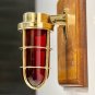 Maritime Theme Nautical Antique Brass Wall Sconce Swan Light Fixture - Red Glass