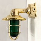 Replica Vintage Style Brass Antique Nautical Wall Light Junction Box Green Glass