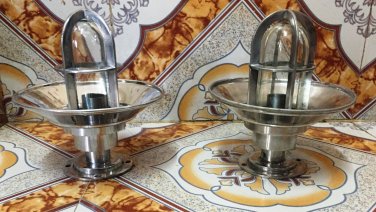 NAUTICAL MARINE SMALL REPLICA SHIP MOUNT/BULKHEAD/CEILING LIGHT WITH SHADE LOT 2