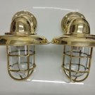 NAUTICAL NEW BRASS WALL SCONCE PASSAGEWAY BULKHEAD LIGHT WITH SHADE LOT OF 2