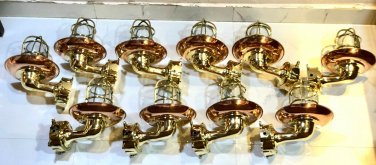 NAUTICAL BULKHEAD NEW BRASS PASSAGEWAY SHIP LIGHT & SHADE JUNCTION BOX LOT  10