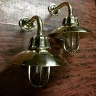 Nautical New Brass Passageway Bulkhead Wall Sconce Light with Shade Lot of 2