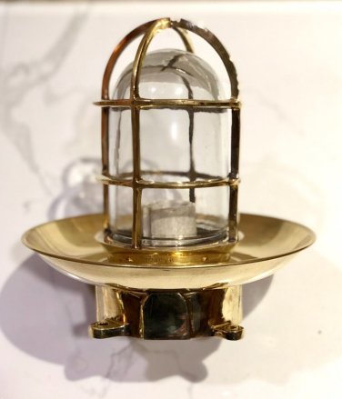 NAUTICAL BRASS METAL BULKHEAD CEILING LIGHT WITH SHADE & JUNCTION BOX Lot of 10