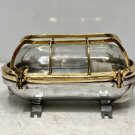 New Aluminum Oval Bulkhead Ceiling Light Fixture with Brass Cage Lot of 10