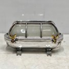 New Antique Marine Aluminum Bulkhead Wall Lamp Fixture - White Glass Lot of 5
