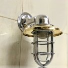 MARINE SOLID ALUMINIUM WALL DESIGN SWAN NECK BULKHEAD LIGHT WITH BRASS SHADE
