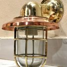 NAUTICAL ARCHED BULKHEAD NEW BRASS SWAN WALL LIGHT WITH COPPER SHADE