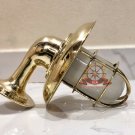NEW NAUTICAL BULKHEAD BRASS WALL LIGHT FIXTURE WITH SHADE & WHITE GLASS LOT OF 5