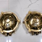 Reclaimed Ship Salvage Brass Ceiling Bulkhead Deck Light - Target Cage Lot of 2