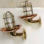 NAUTICAL NEW BRASS WALL PASSAGEWAY SHIP BULKHEAD LIGHT & COPPER SHADE LOT 10