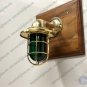 New Nautical Antique Brass Wall Sconce Ship Light Fixture - Green Glass