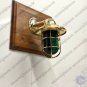 New Nautical Antique Brass Wall Sconce Ship Light Fixture - Green Glass