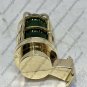 Antique Retro Industrial Brass Wall Mount Light Fixture - Green Glass Lot of 2