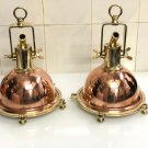VINTAGE STYLE MARINE SMOOTH COPPER & BRASS PENDANT/CEILING/MOUNT LIGHT LOT OF 2