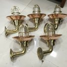 MARINE NEW BRASS WALL PASSAGEWAY SHIP BULKHEAD LIGHT & COPPER SHADE LOT OF 5