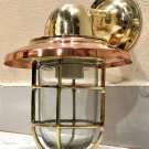 ANTIQUE MARINE BULKHEAD NEW BRASS WALL MOUNT LIGHT WITH COPPER SHADE LOT OF 10