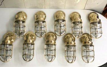 NAUTICAL SHIP MARINE NEW SOLID BRASS SWAN PASSAGEWAY BULKHEAD WALL LIGHT LOT 10