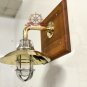 MARITIME ANTIQUE SWAN NECK ALUMINUM & BRASS HALLWAY WALL LIGHT WITH SHADE LOT 10