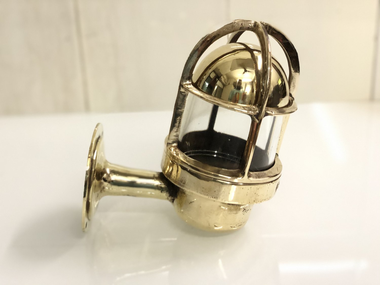 Nautical Antique Old Brass Swan Neck Bulkhead Wiska Wall Sconce Light
