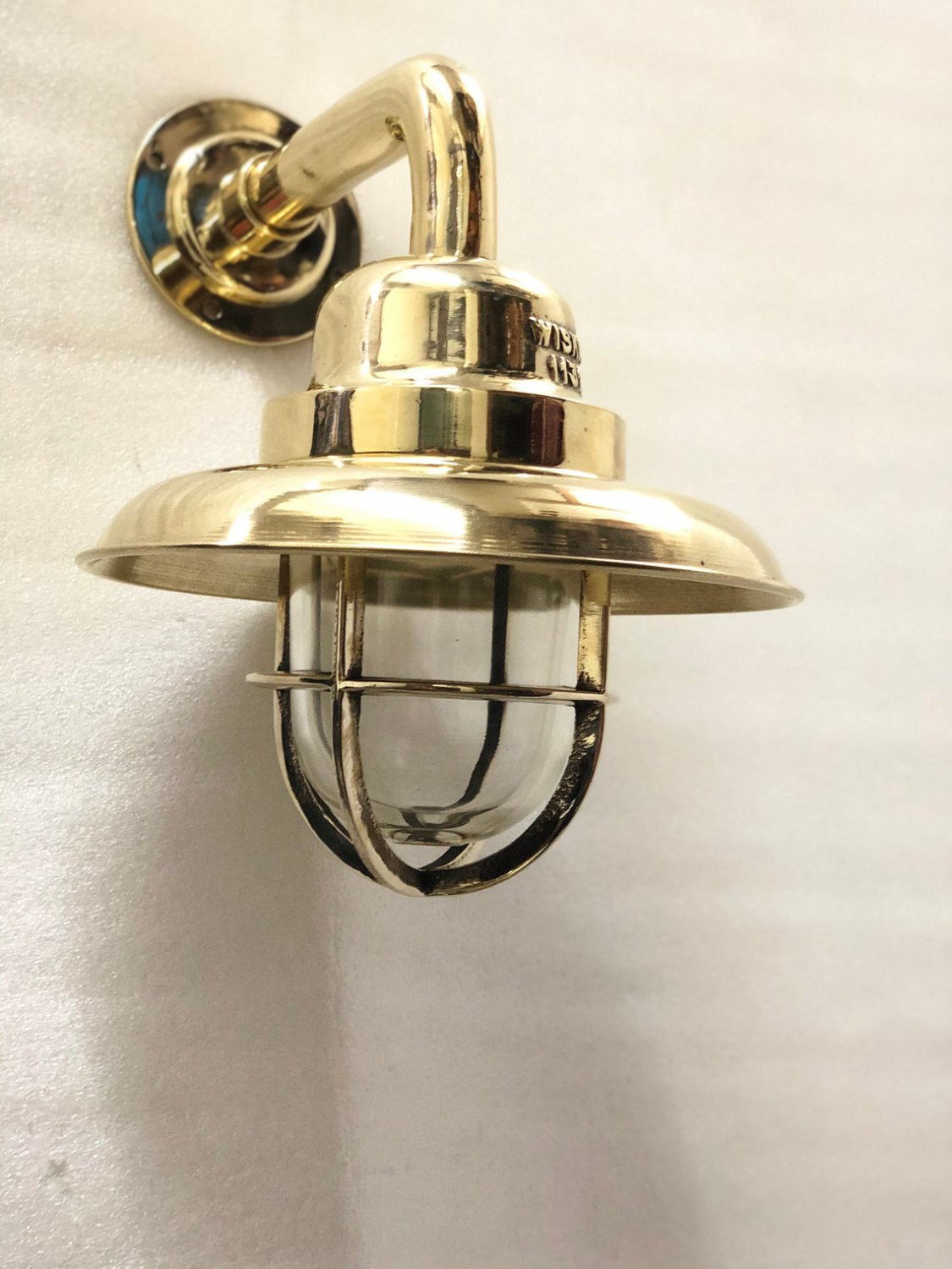 Antique old Brass Original Swan Ship Passageway Wall Wiska Light With Shade Cap