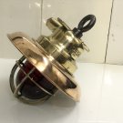 Old Reclaimed Passageway Hanging cargo Pendant Light with Shade Cap & Red Glass