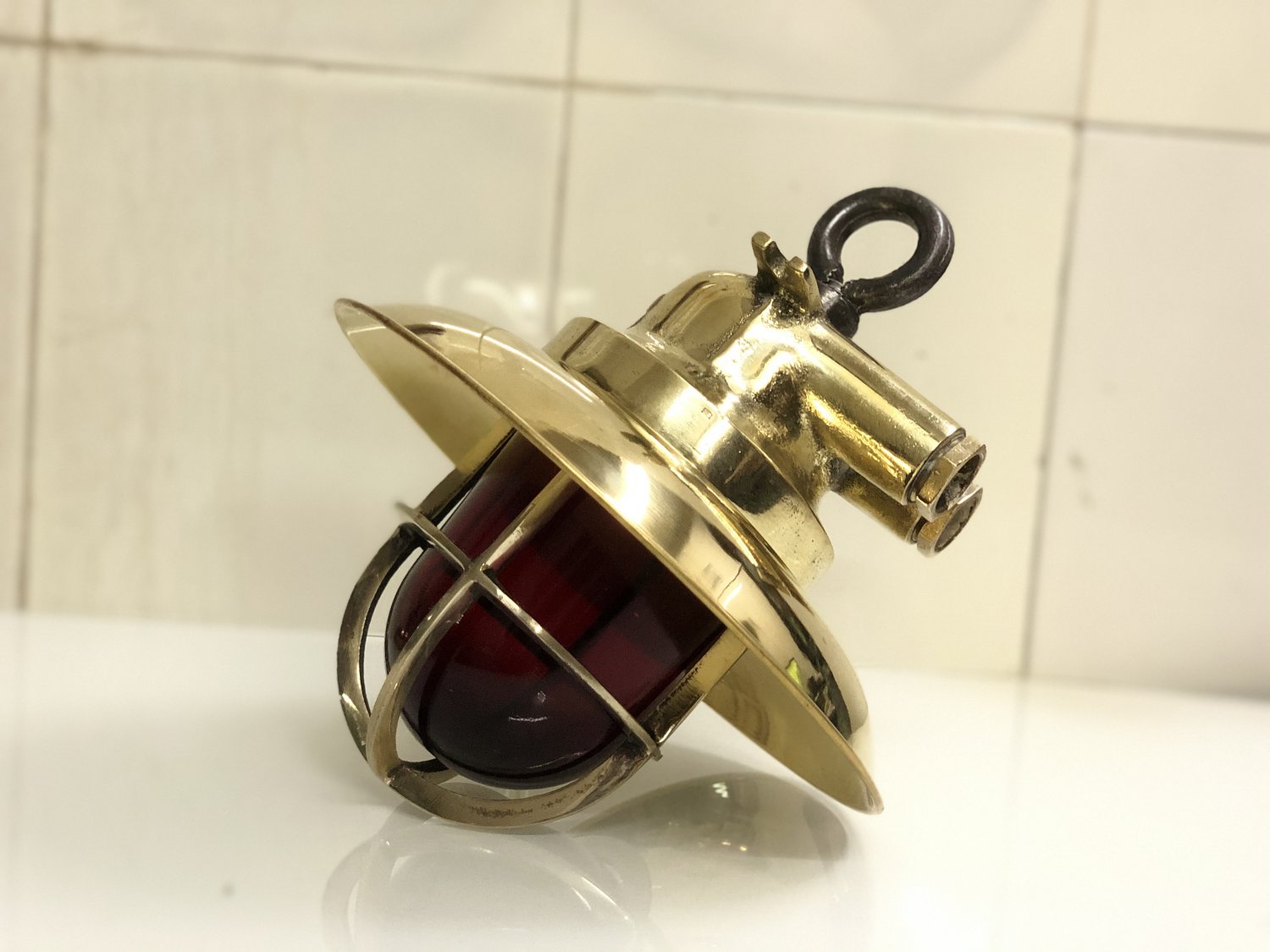 Original Home/Office Hanging ceiling Pendant Light with Deflector Cover & Red Glass
