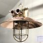 Antique Nautical Ship Brass Long Vintage Pendant Light with a Hook and a Copper Shade cap