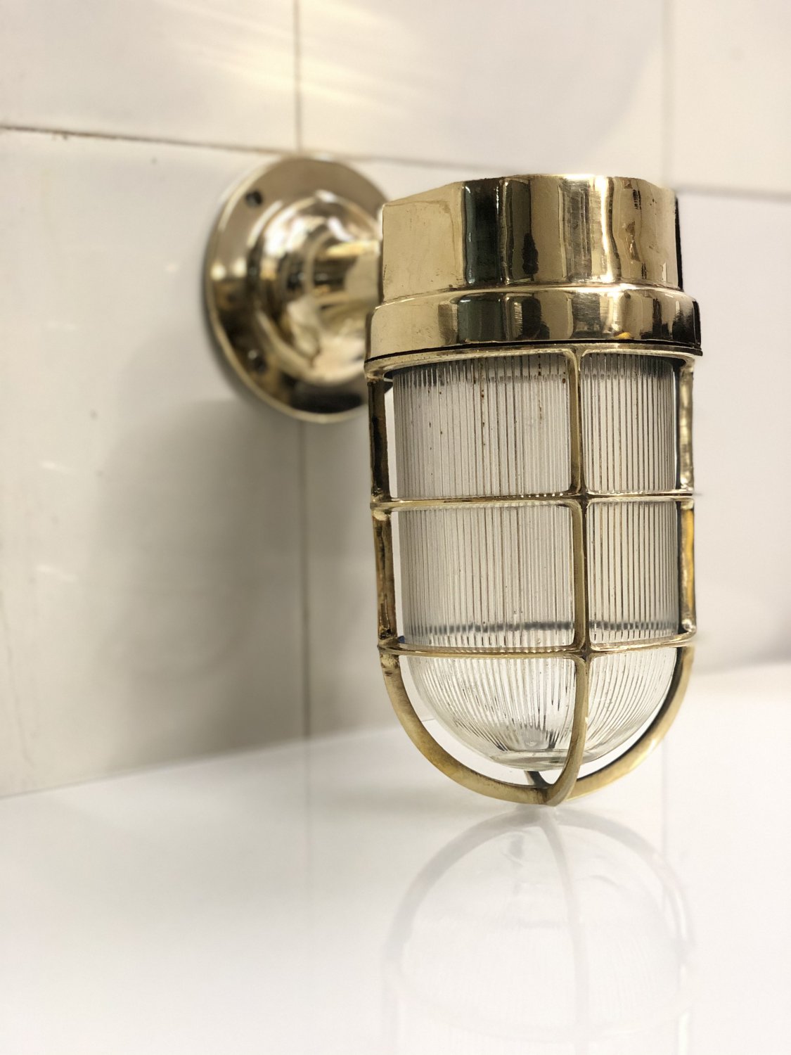 Nautical Antique Ship Marine Old Brass Swan Neck Passageway Bulkhead Light