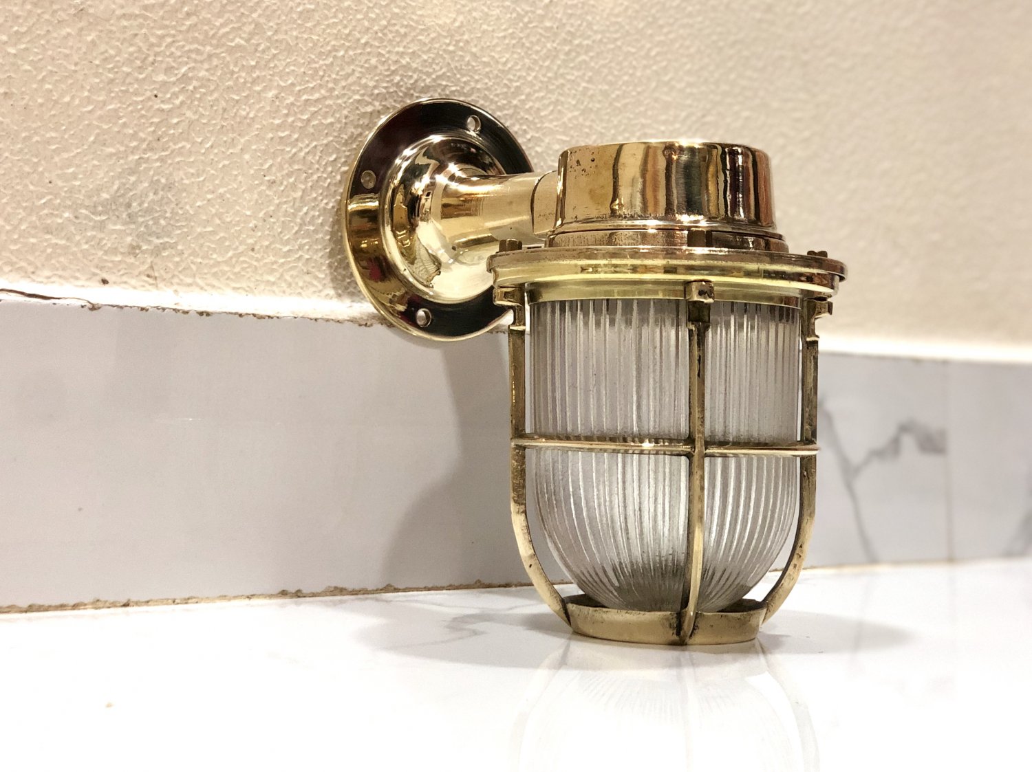Nautical Antique Ship Marine Old Brass Swan Neck Passageway Bulkhead Light