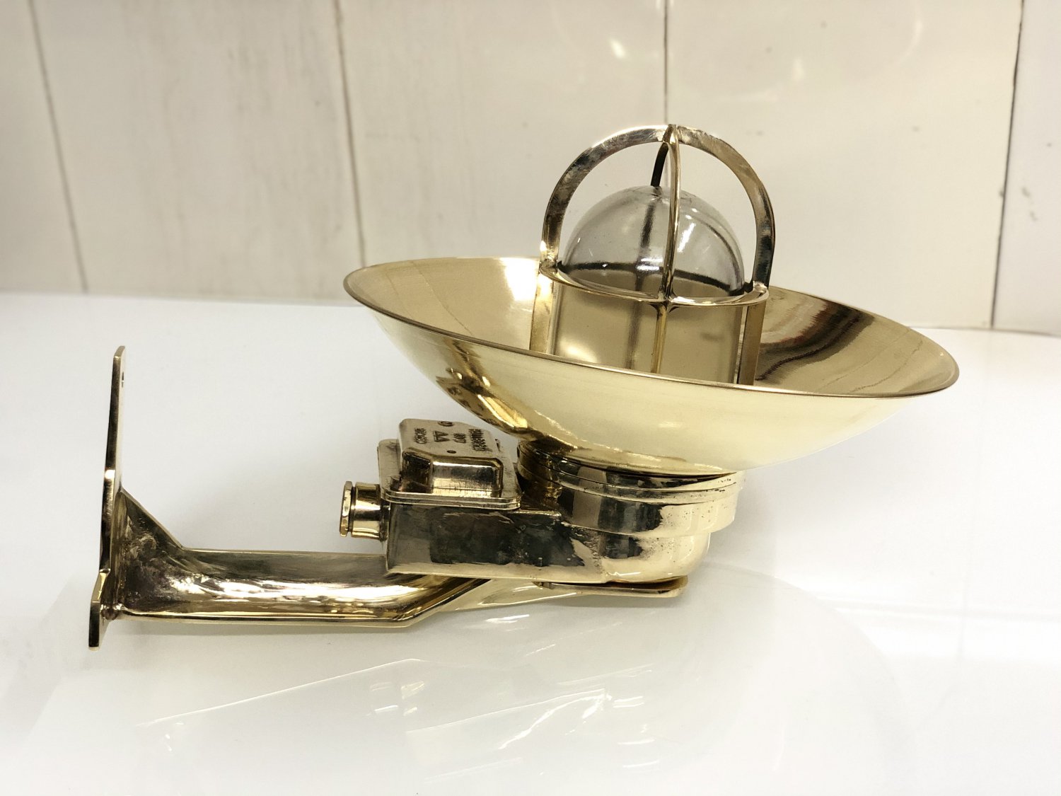 Nautical Original Antique Wall Mounted Bulkhead Swan Light with Deflector Cover