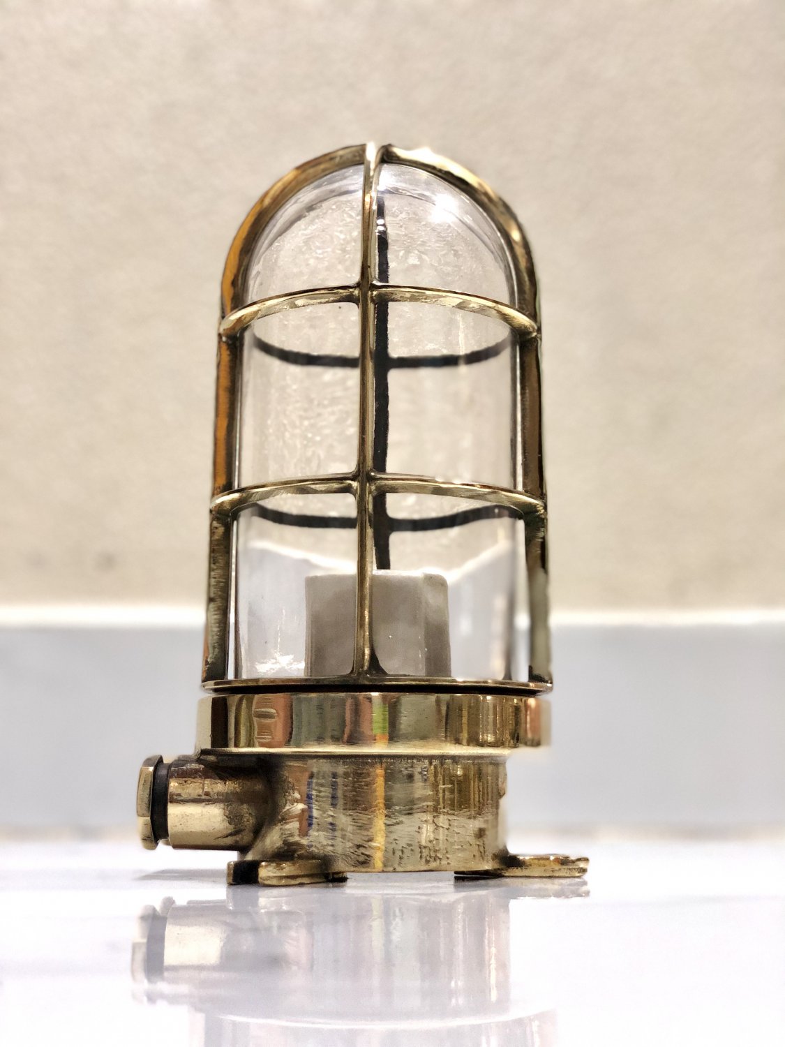 Authentic Reclaimed Nautical Antique Old Ship Brass Original Wall Mount Bulkhead Light