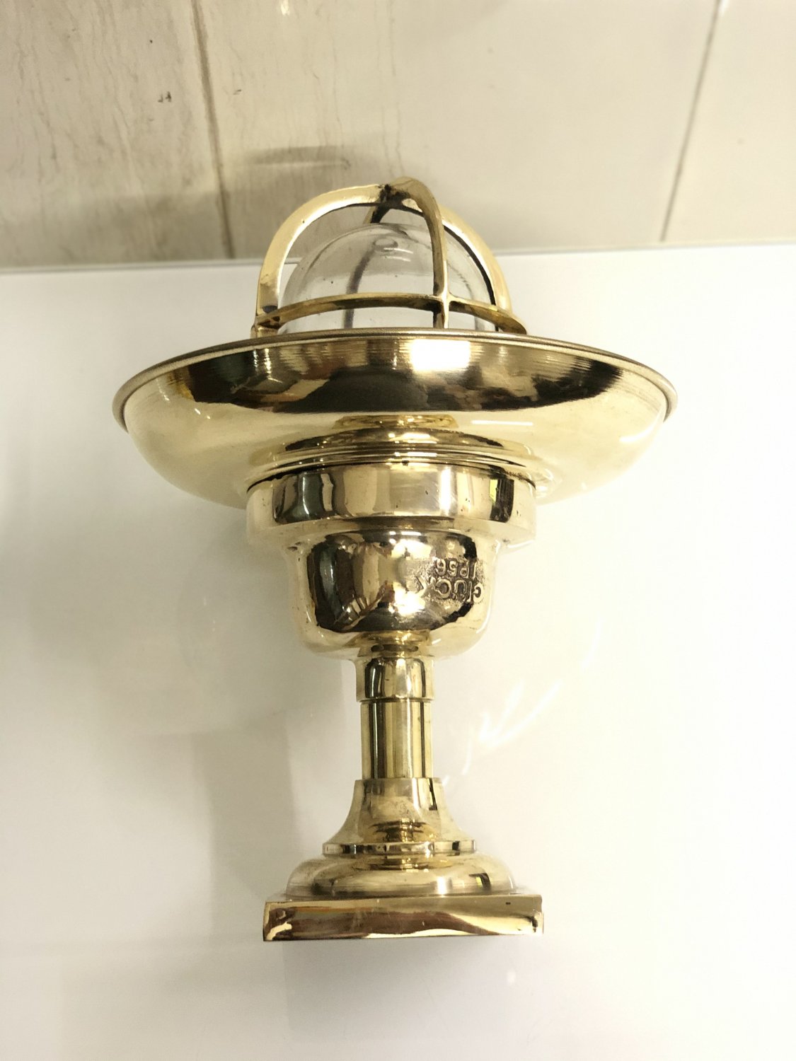 Reclaimed Nautical Antique Old Wiska Ship Brass Original Bulkhead Lamp/Light