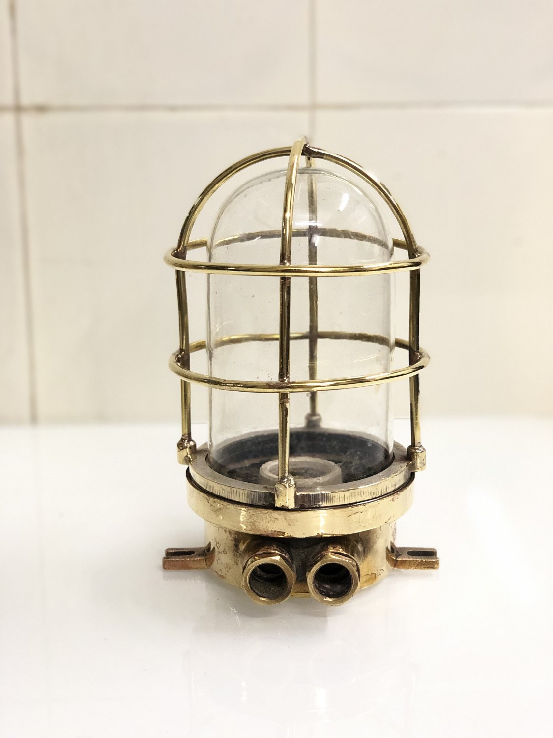 Authentic Nautical Antique Old Ship Brass Wall Mount Marine Light