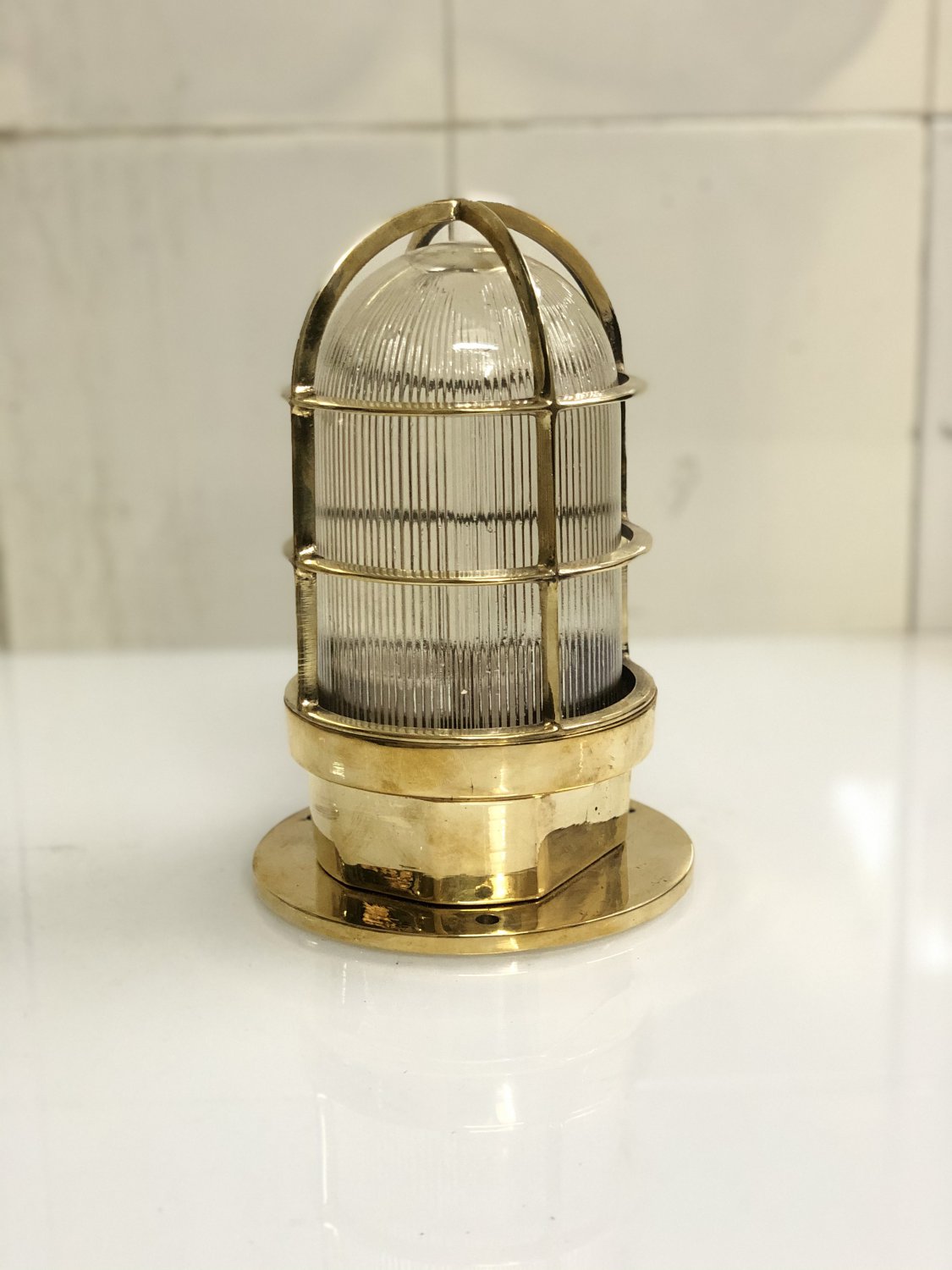Original Reclaimed Nautical Antique Old Ship Brass Ceiling Wall Mounted Bulkhead Light